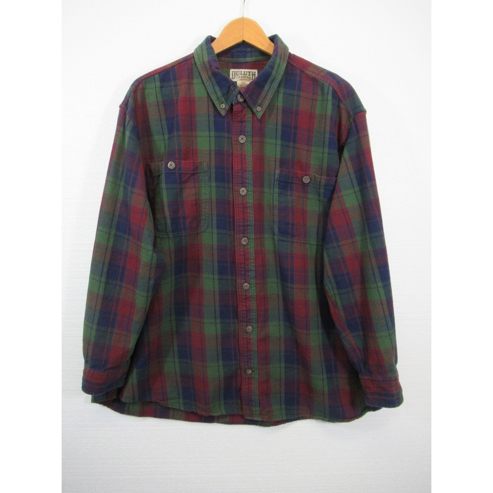 Duluth Trading Free Swingin Flannel Shirt Men 2XL Plaid Cotton Outdoor 52007